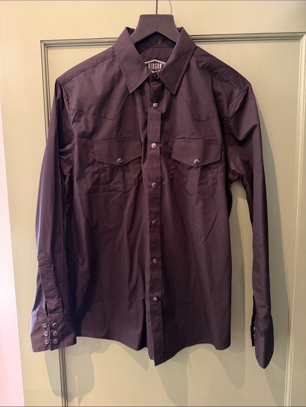 Gibson Men's Dark Brown Long-Sleeve Western Button-Down Shirt